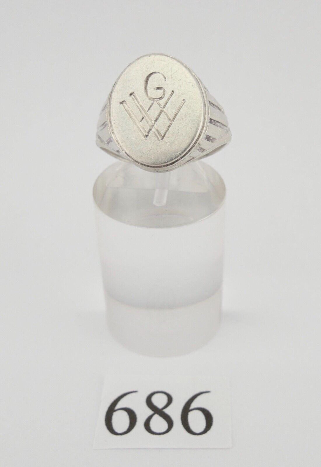 Alter Art Deco Siegelring Herrenring Monogramm GW/WG 835 Silber um 1930 Gr.54 - Antikhandel-Stuttgart