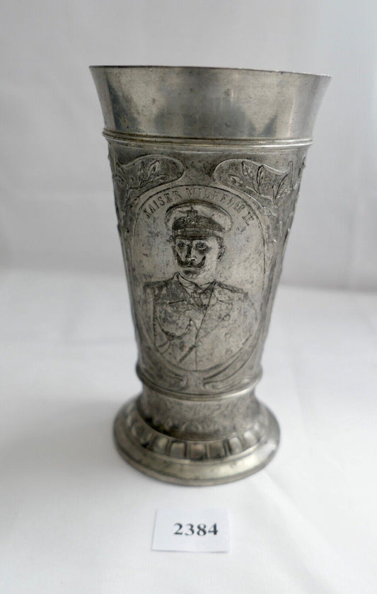 Antiker Zinnbecher Zinn Becher N.B.M Kaiserreich Kaiser Wilhelm II S.M.S. Hessen - Antikhandel-Stuttgart