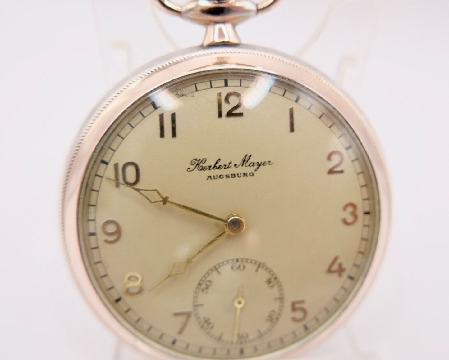 HERBERT MAYER Augsburg Open Face 800 Silber Taschenuhr RW Robert Winter 50mm - Antikhandel-Stuttgart