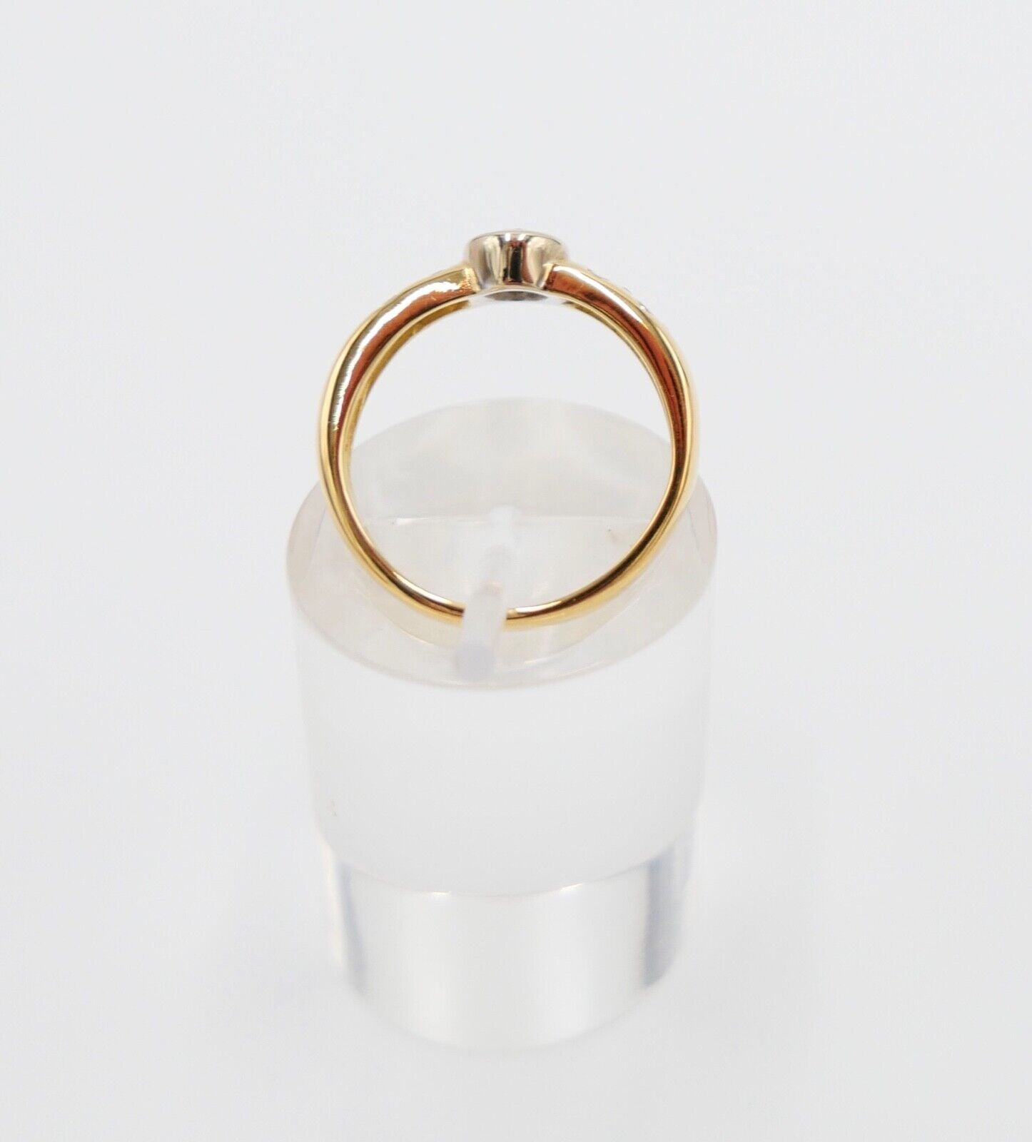 Eleganter Bicolor Gelb/Weiß Gold Ring 0,32 Ct SI Brillant 750 18K Gr. 53 - Antikhandel-Stuttgart