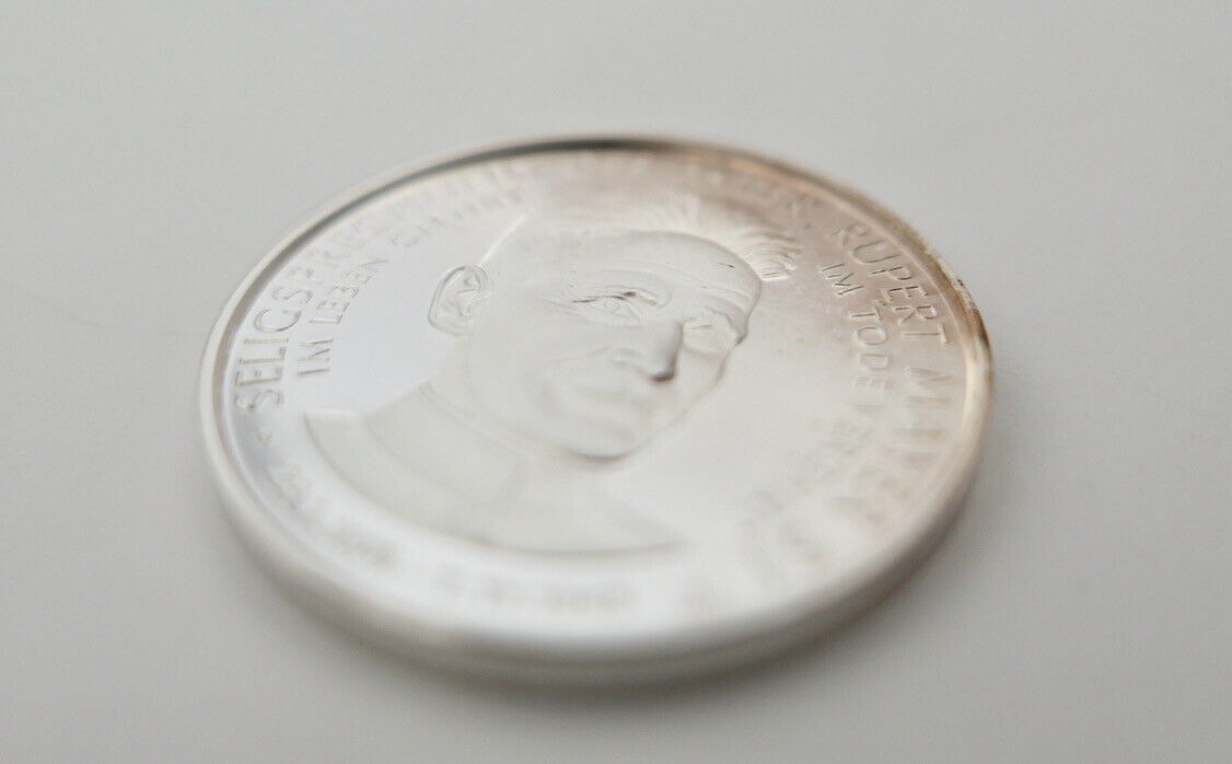 Seligsprechung Johannes Paul II Silber Medaille Pater Rupert Papst 1000 AG - Antikhandel-Stuttgart