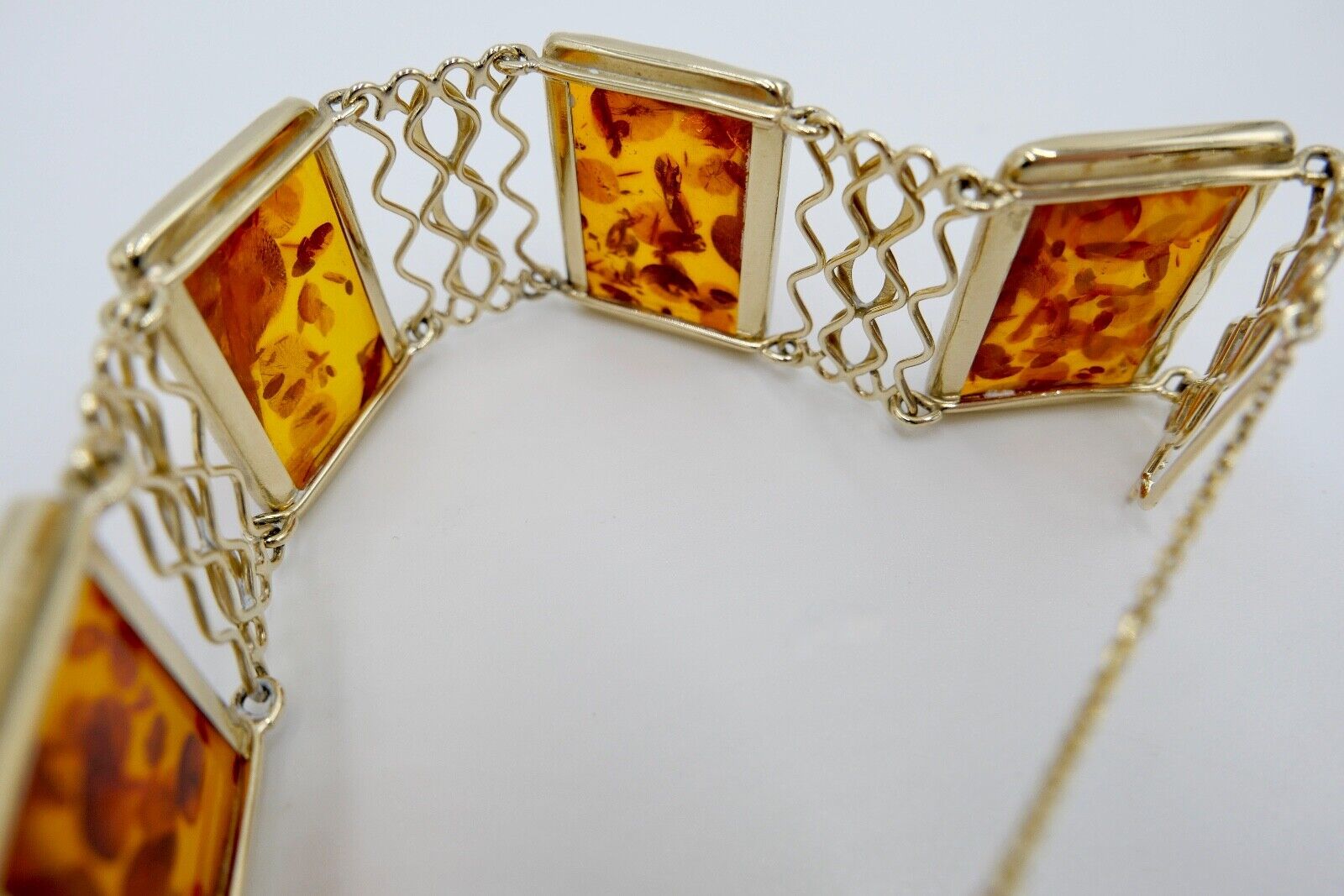 333 Gelbgold FKE Damen Bernstein Glieder Armband 19,3 cm - Antikhandel-Stuttgart