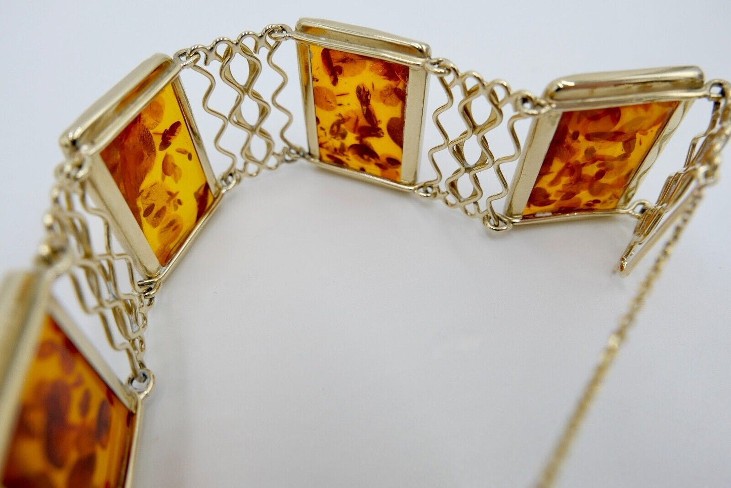 333 Gelbgold FKE Damen Bernstein Glieder Armband 19,3 cm - Antikhandel-Stuttgart