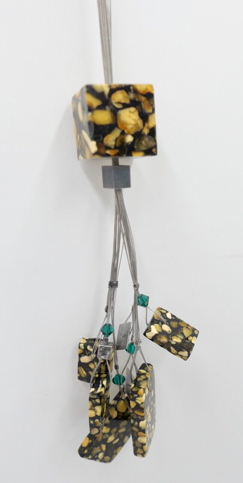 Vintage Designer Bernstein Würfel Kette Halskette Collier Silber Amber 46,4 gr - Antikhandel-Stuttgart