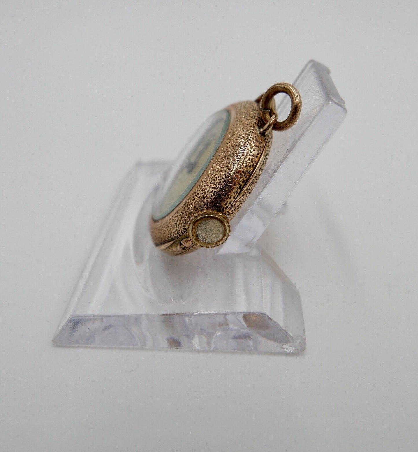 Antike Schweizer Damen Taschenuhr Kettenuhr 585 Gold Floral Emaille OPEN FACE - Antikhandel-Stuttgart