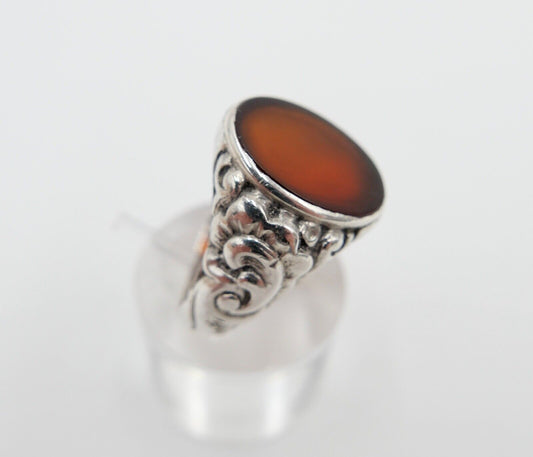 Jugendstil Siegelring Herrenring Ring 835 Silber Gr. 59 mit Karneol - Antikhandel-Stuttgart