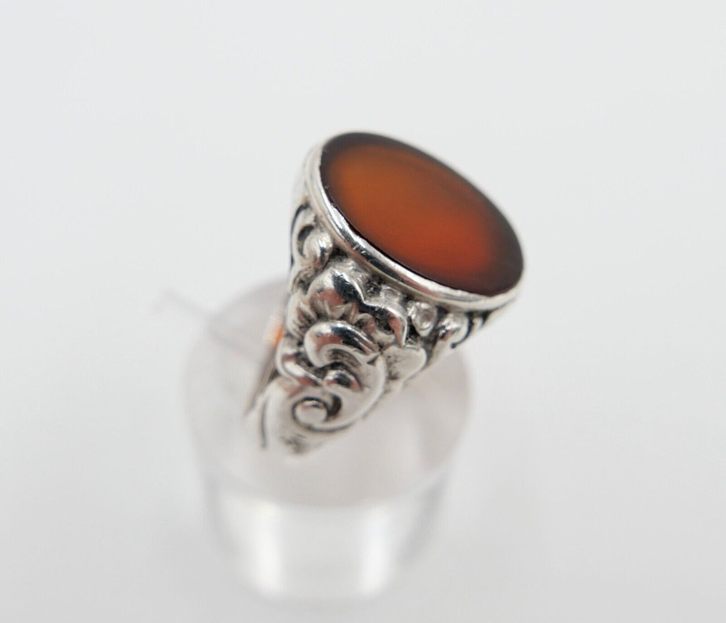 Jugendstil Siegelring Herrenring Ring 835 Silber Gr. 59 mit Karneol - Antikhandel-Stuttgart