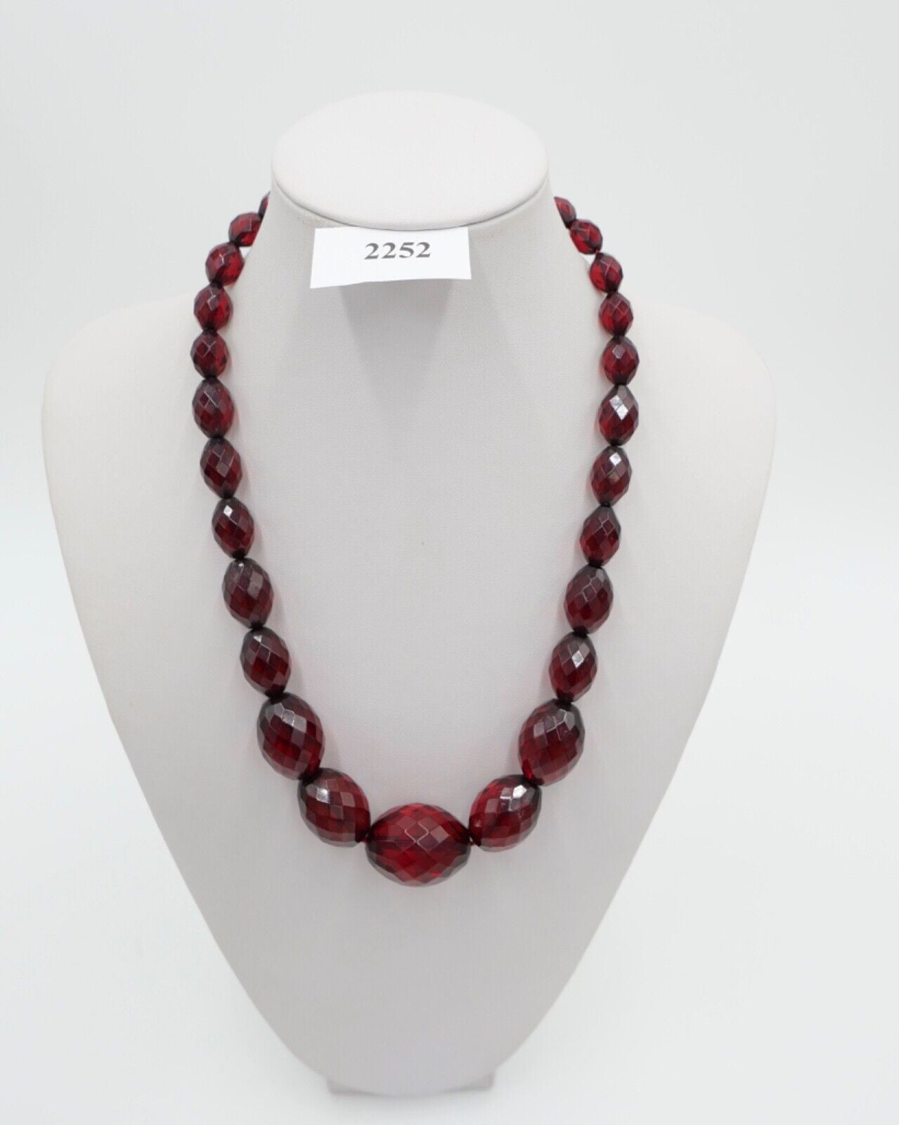 1920er Jahre Cherry Bakelit Rot Oliven bakelite Kette Königsberger Schliff 51cm - Antikhandel-Stuttgart