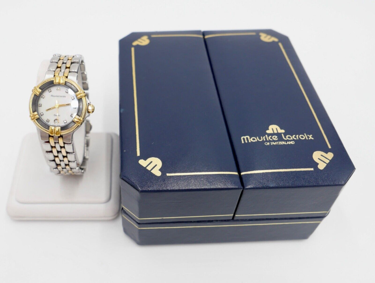 Maurice Lacroix Calypso Damen Uhr 75326 Stahl Gold Box & Papiere 26mm Perlmutt - Antikhandel-Stuttgart