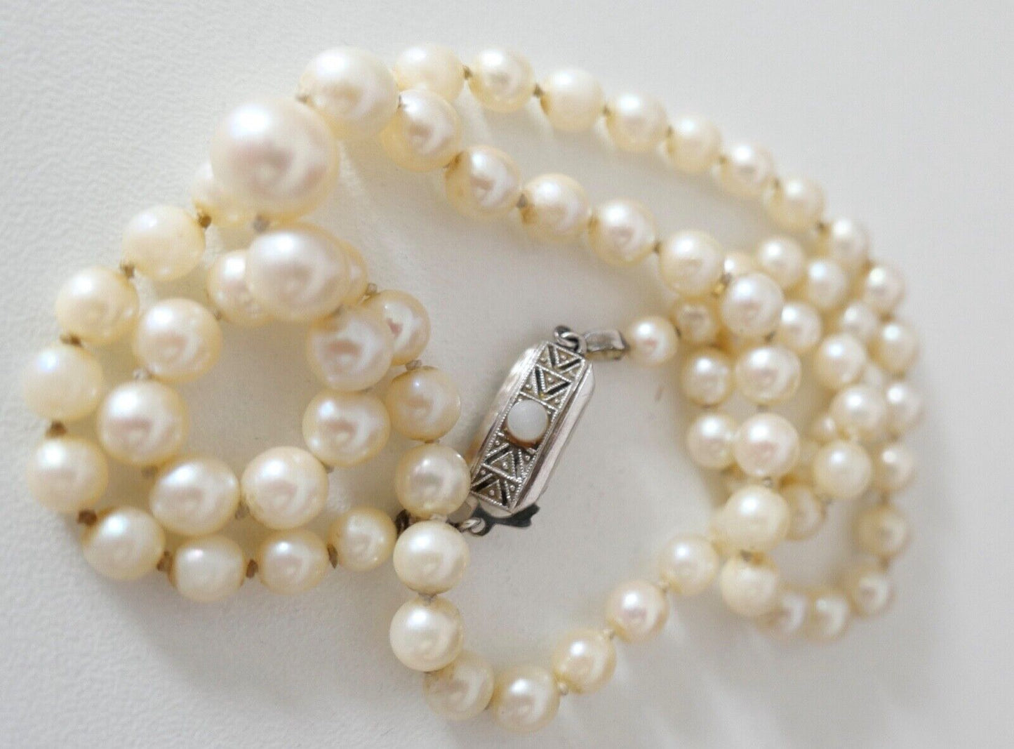 Perlenkette Collier AKOYA ZUCHTPERLE Gold 585 / 14K pearl Ø 4,6 bis 8,3 mm 51 cm - Antikhandel-Stuttgart