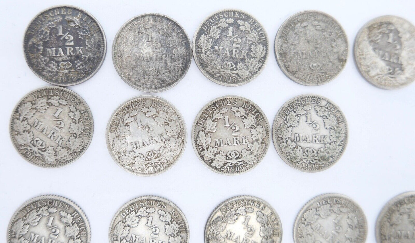 18x 1/2 Mark Jäger 16 / J.16 Silber 1905-1918 ss-stg sehr schön - Stempelglanz - Antikhandel-Stuttgart