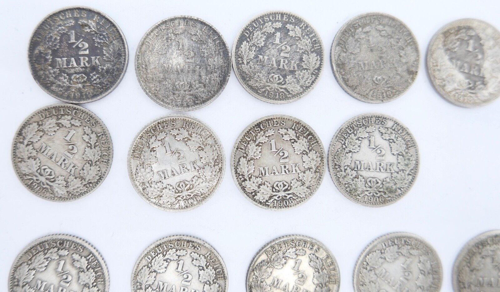 18x 1/2 Mark Jäger 16 / J.16 Silber 1905-1918 ss-stg sehr schön - Stempelglanz - Antikhandel-Stuttgart