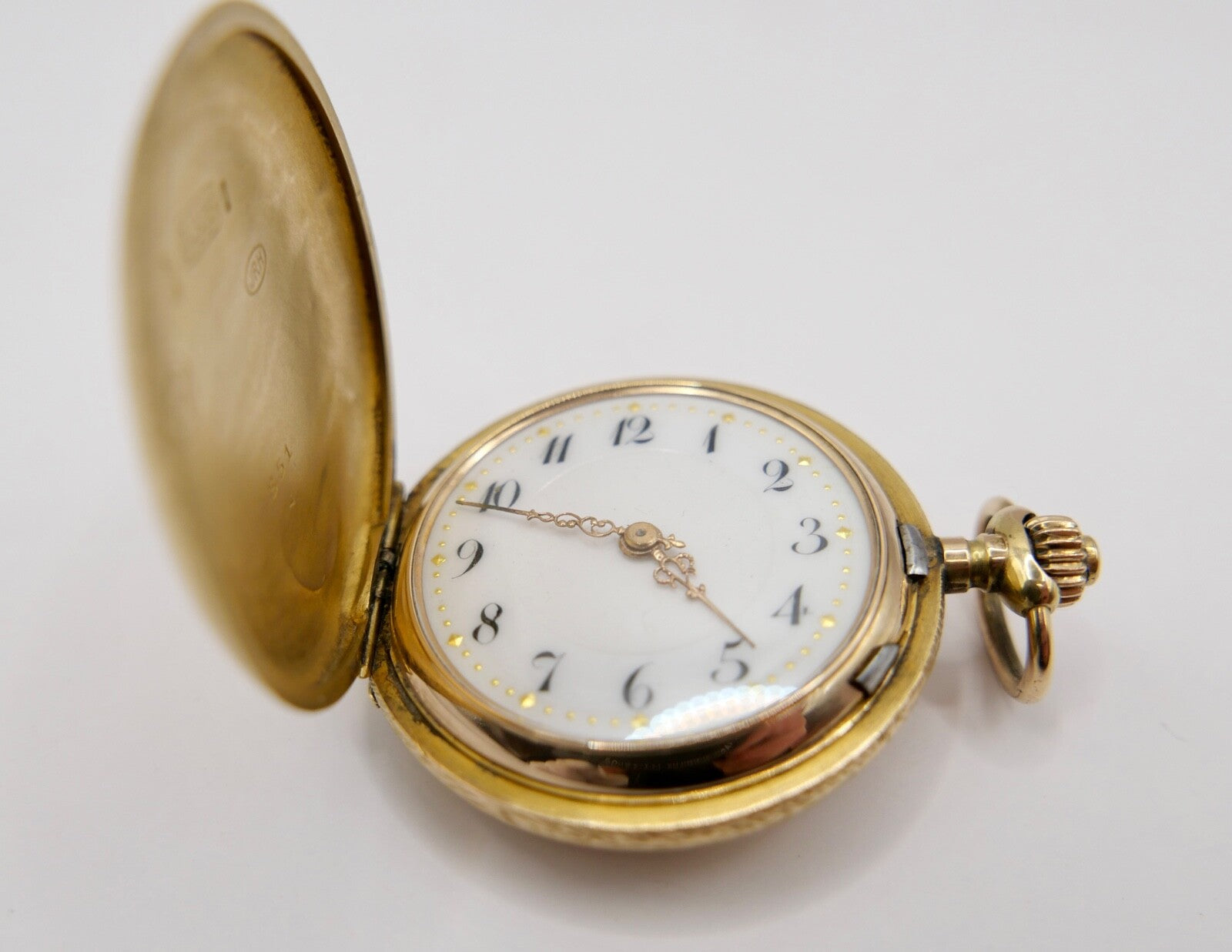 Antike Schweizer Damen Taschenuhr JRH 585 Gold  14K  mit Monogram Savonette