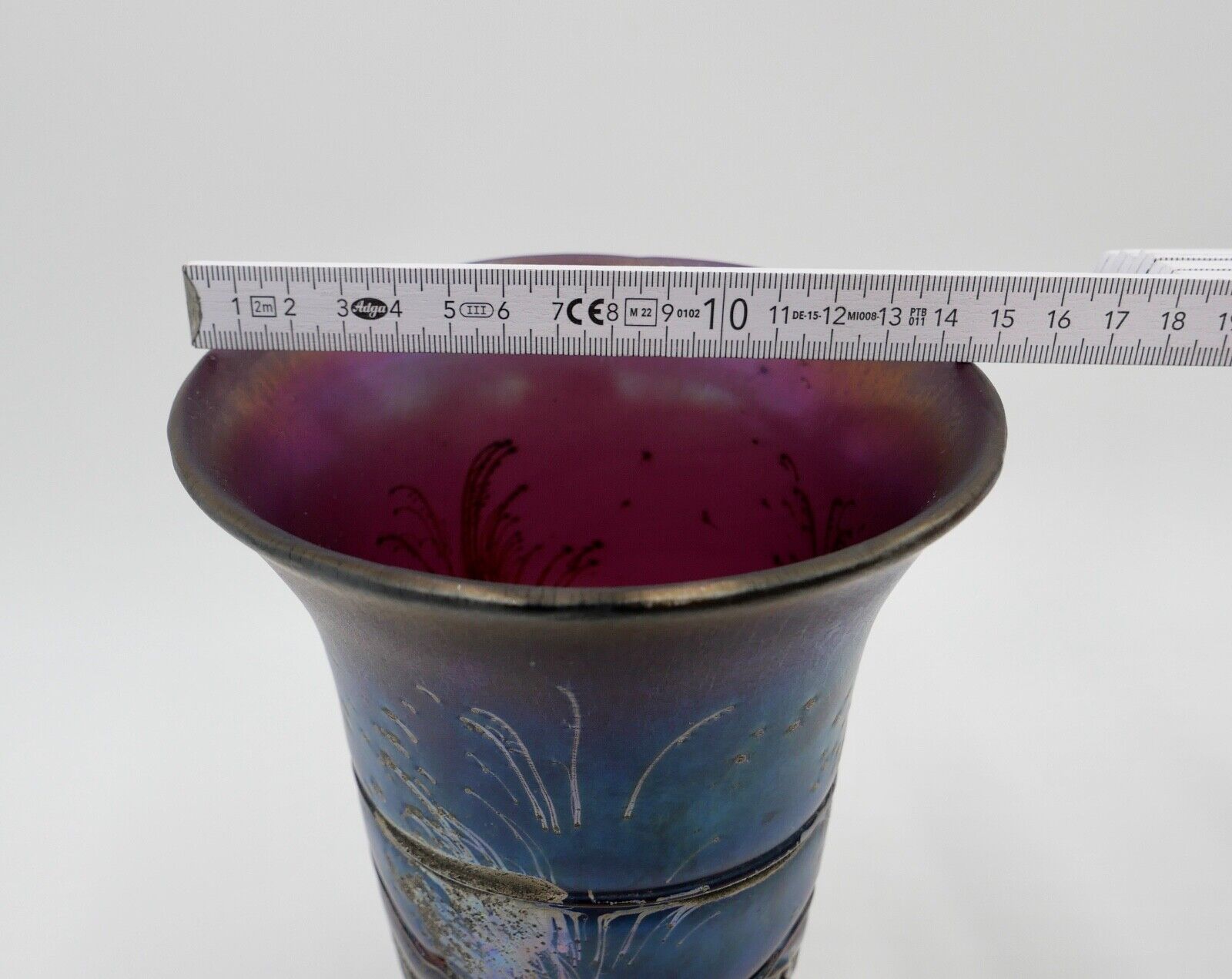 um 1900 Ferdinand von Poschinger Jugendstil Vase Fadendekor antik - Antikhandel-Stuttgart