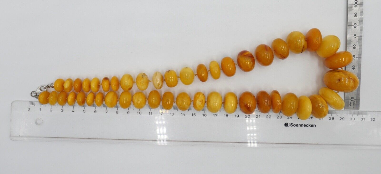 vintage XL Bernstein butterscotch Kette Halskette Collier Silber Amber 105,2 gr - Antikhandel-Stuttgart