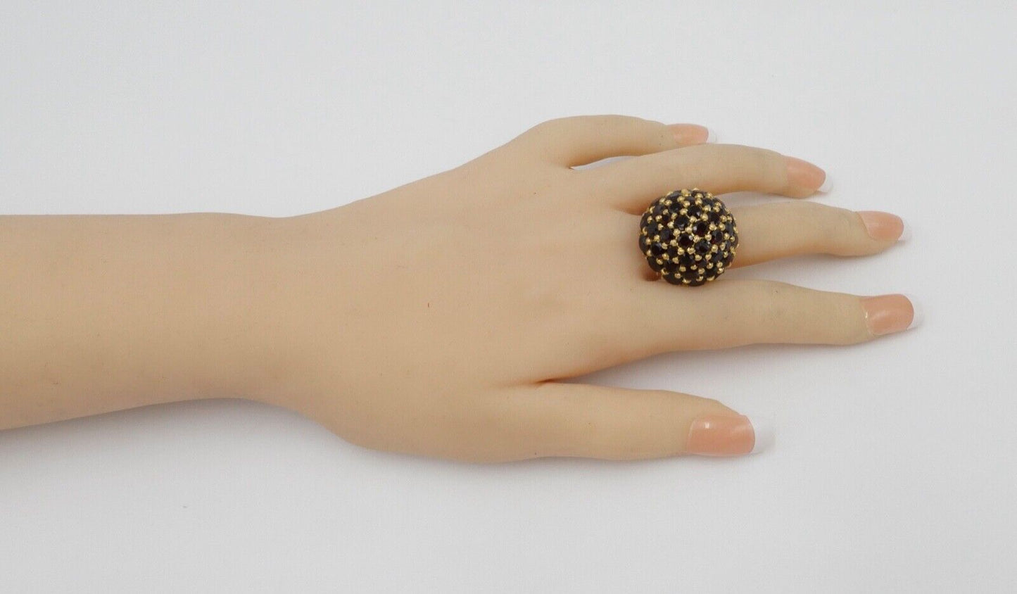 extravaganter massiver Granat Goldring 750 / 18K Gr. 55 hoher Kopf - Antikhandel-Stuttgart