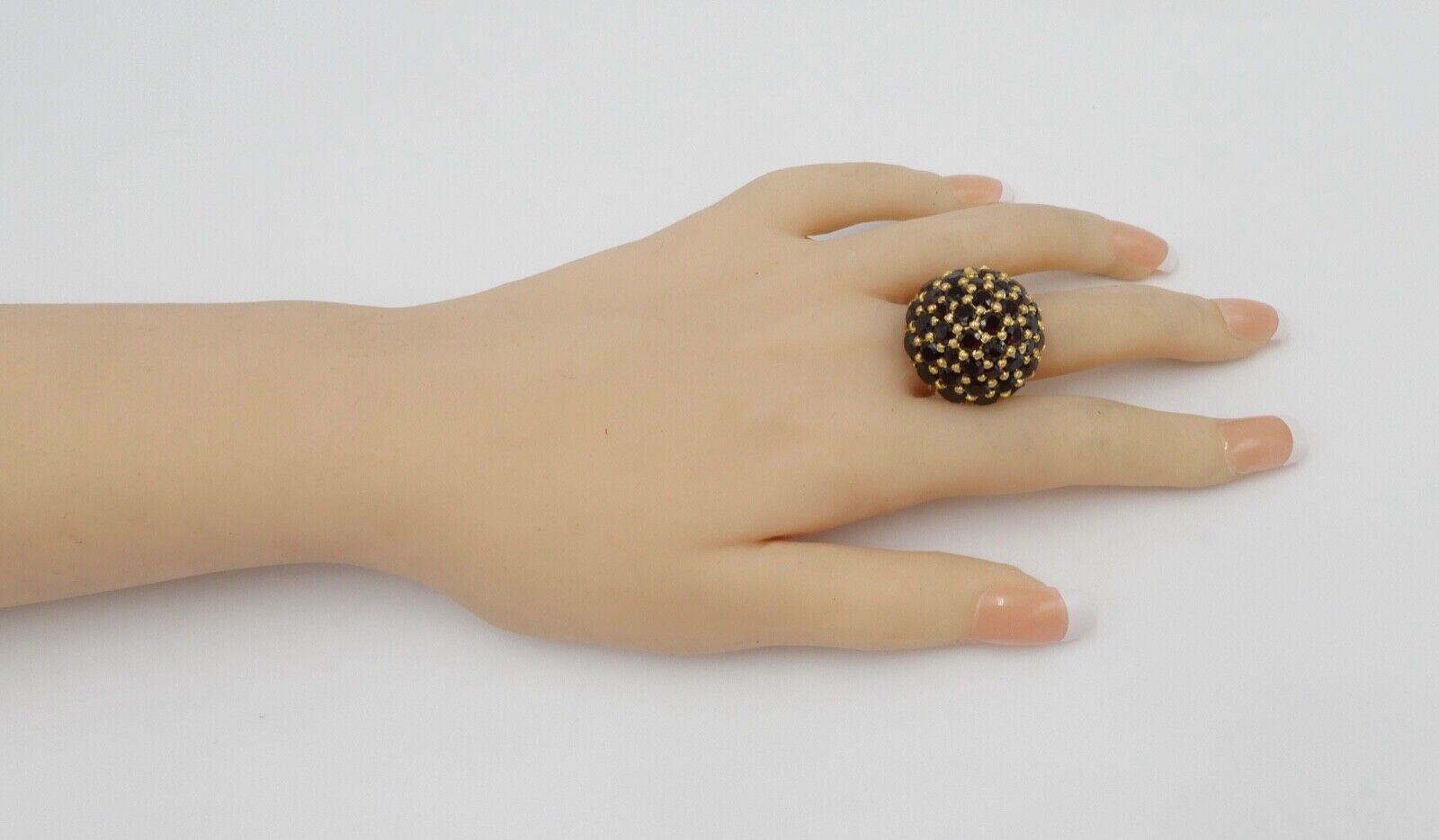 extravaganter massiver Granat Goldring 750 / 18K Gr. 55 hoher Kopf - Antikhandel-Stuttgart