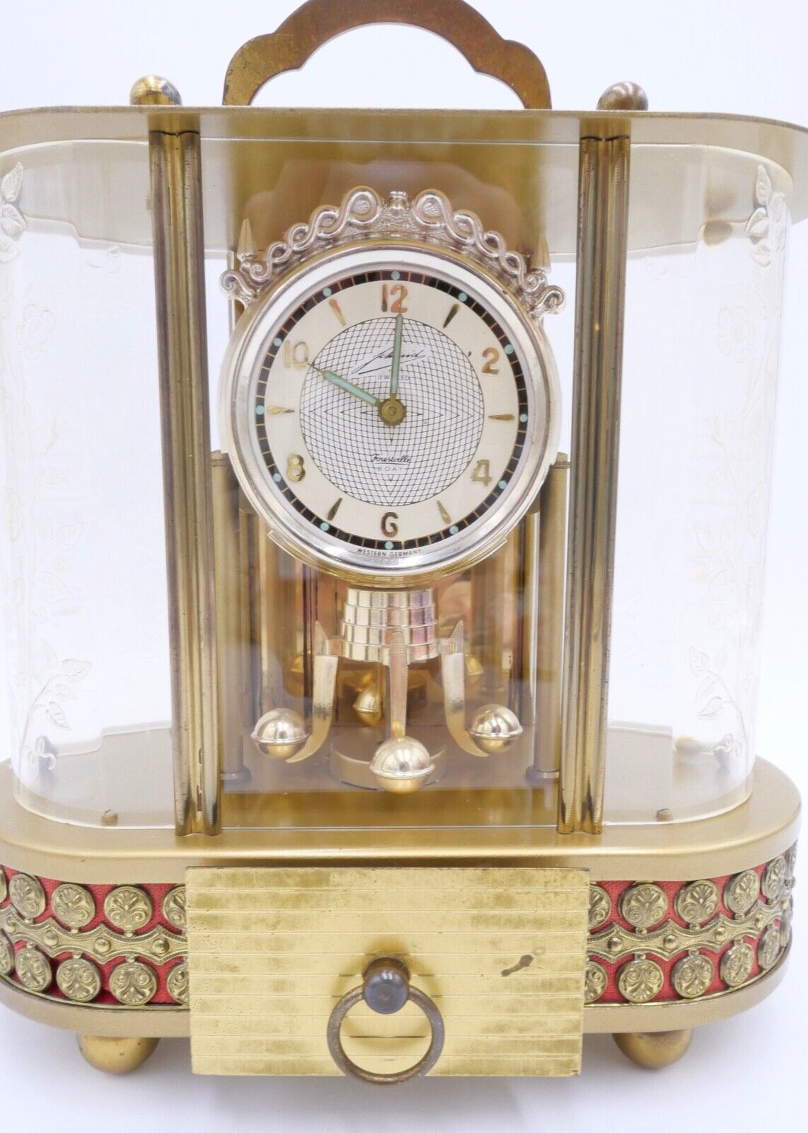 1950 SCHMID Spieluhr Jahresuhr 8 Tage Vintage Musik Kusswalzer Drehpendeluhr - Antikhandel-Stuttgart