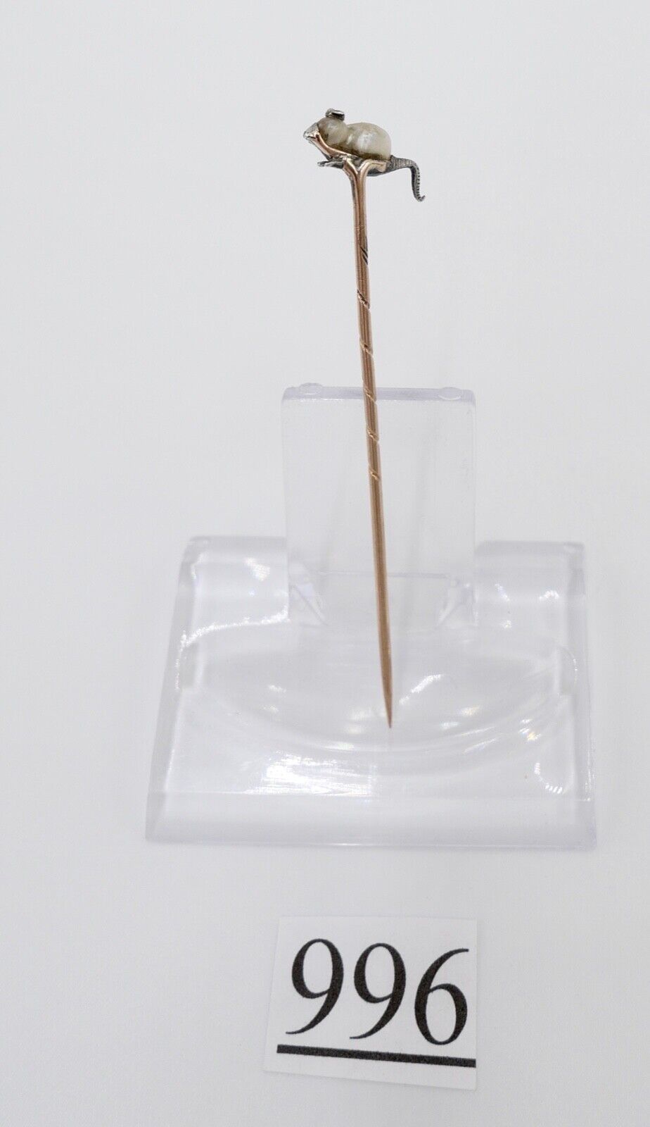 Antik Jugendstil MAUS Gold Anstecknadel Diamanten Perle 585 14K UNIKAT - Antikhandel-Stuttgart