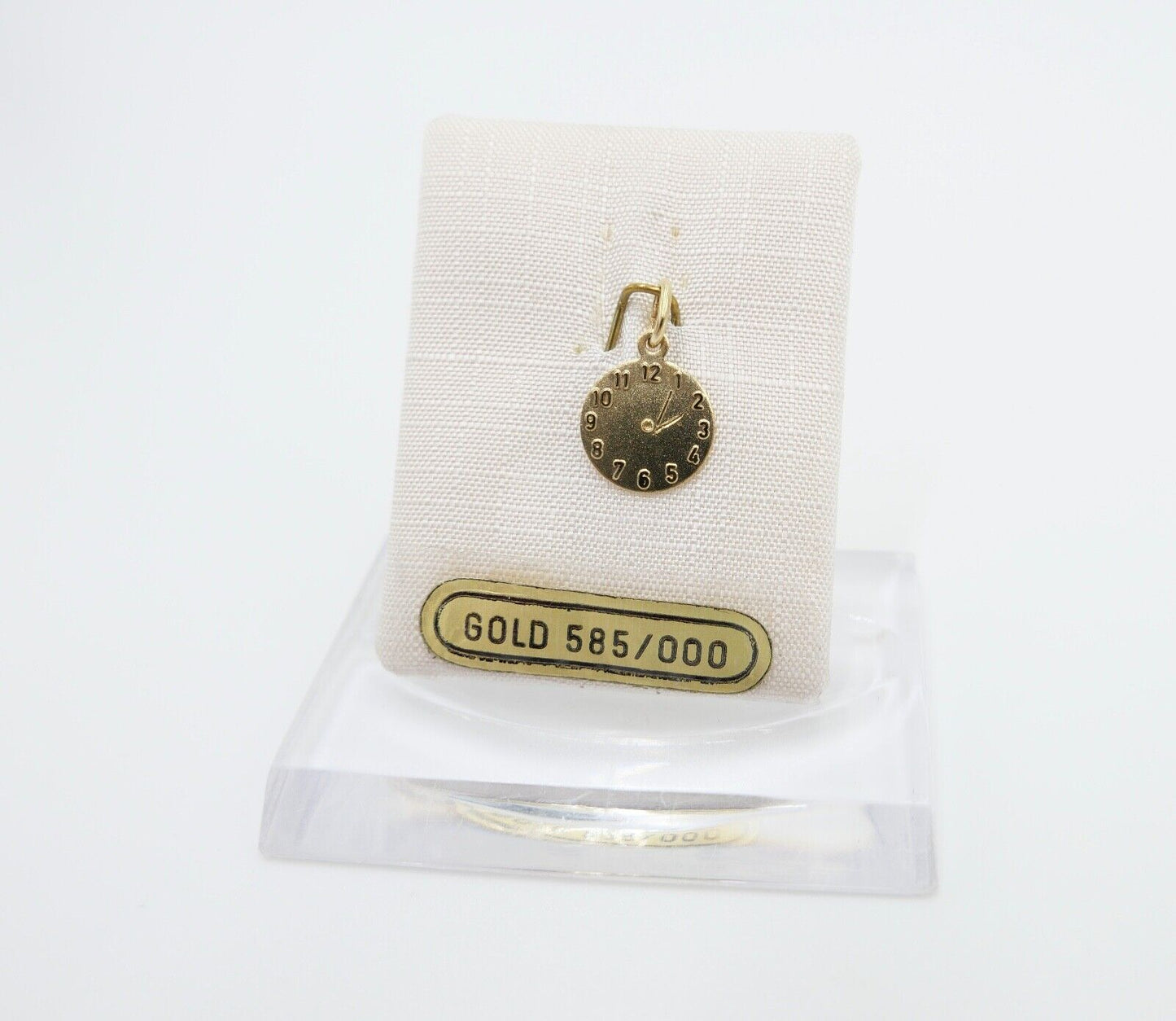 Gold Anhänger 585 / 14K Zifferblatt Ø 10 mm mit Gravur 22.6.92 - Antikhandel-Stuttgart