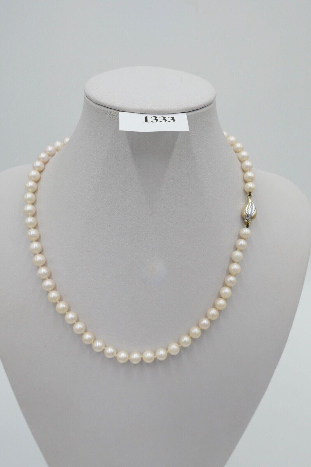 Bicolor Perlenkette Collier Zuchtperlen 46 cm Gold 585 / 14K Perlen Ø 7mm - Antikhandel-Stuttgart