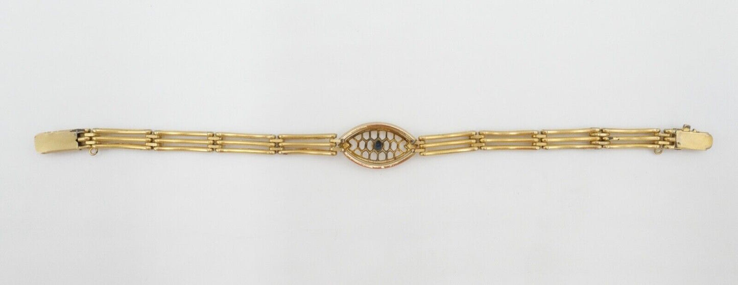 um 1900 Armband Tip Top Union AD Andreas Daub Glasstein 8,5 gr hart vergoldet - Antikhandel-Stuttgart