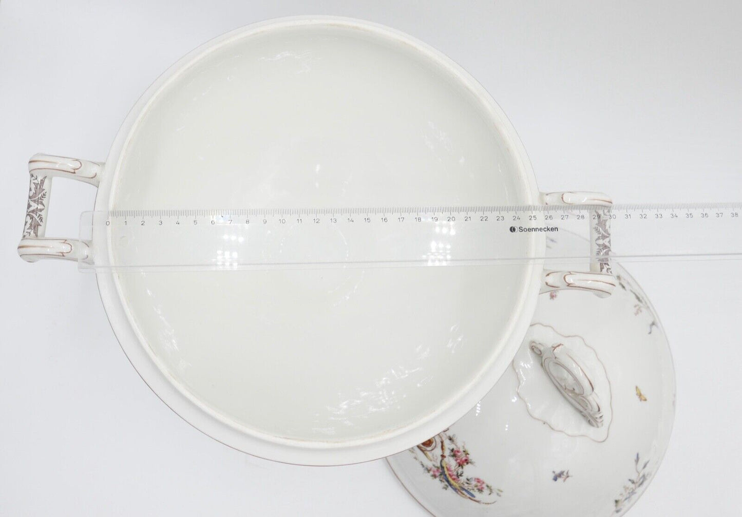 um 1900 große JUGENDSTIL XL Suppenterrine florales Dekor Blumenmuster Gravur - Antikhandel-Stuttgart