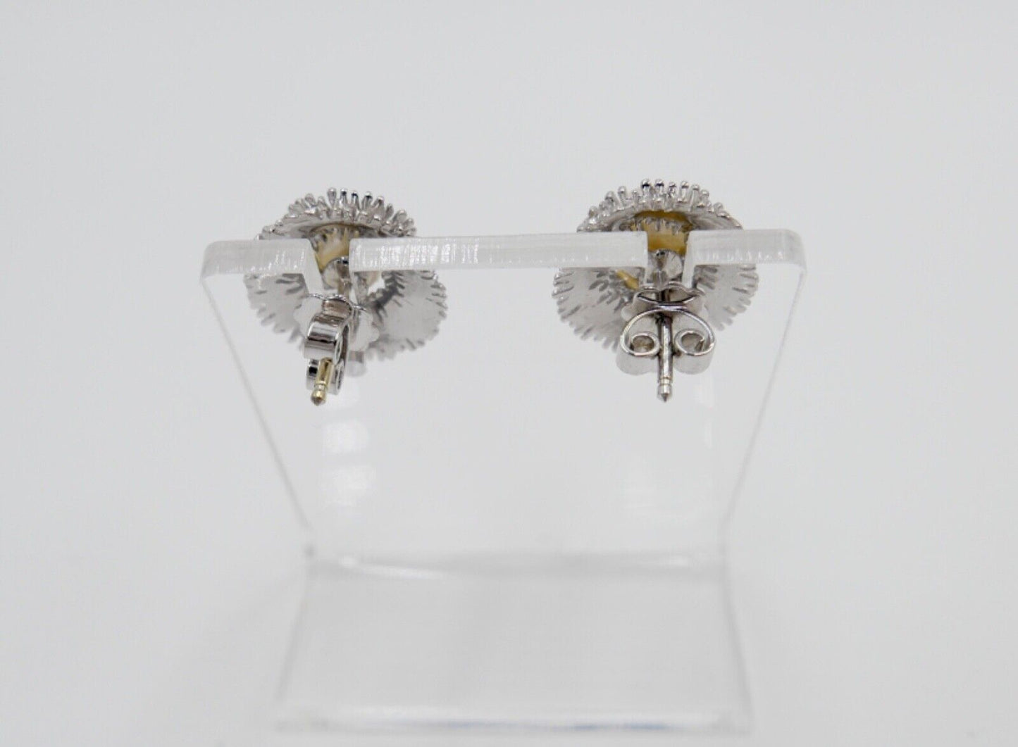 1970er Weißgold Zuchtperlen Damen Ohrringe Ohrstecker 585 / 14K Perle Ø 13 mm - Antikhandel-Stuttgart