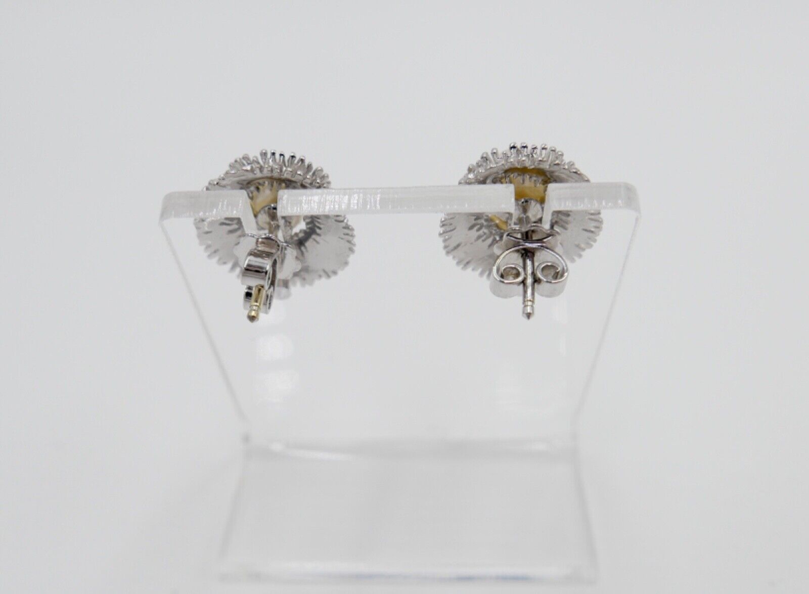 1970er Weißgold Zuchtperlen Damen Ohrringe Ohrstecker 585 / 14K Perle Ø 13 mm - Antikhandel-Stuttgart