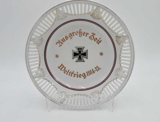 Patriotischer Zierteller Durchbruchteller AUS GROSSER ZEIT Weltkrieg 1914-1915 - Antikhandel-Stuttgart