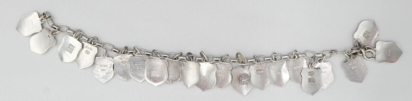 Bettelarmband mit Städte Wappen aus Emaille 800 Silber REU ANTIKO EHJ - Antikhandel-Stuttgart