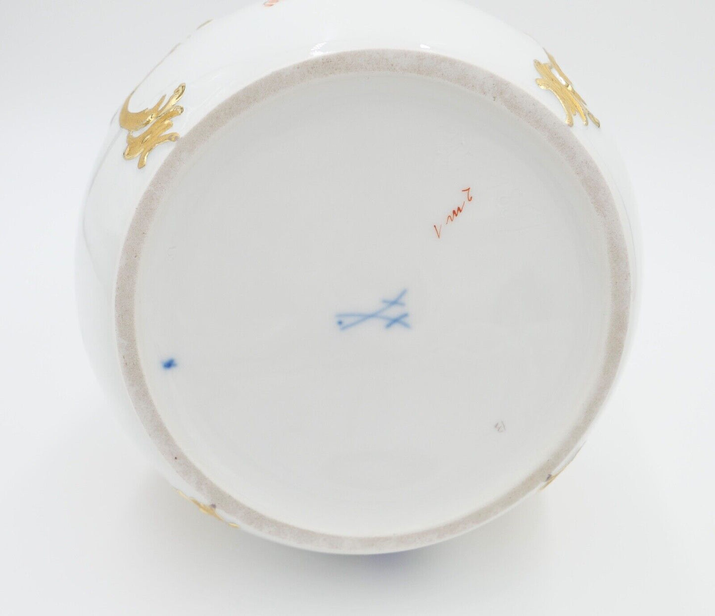 Meissen 1. Wahl Prunk Bonboniere Keksdose Deckeldose Goldrand Streublümchen Gold - Antikhandel-Stuttgart