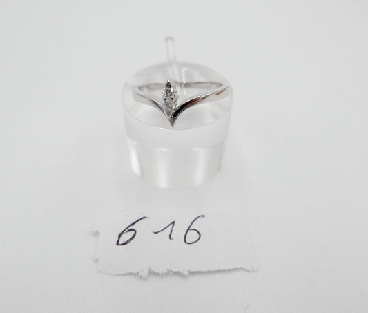 Damen Wishbone V-Form Weißgold Brillant Ring 585 14K Gr. 52 Diamanten 0,08 Ct - Antikhandel-Stuttgart