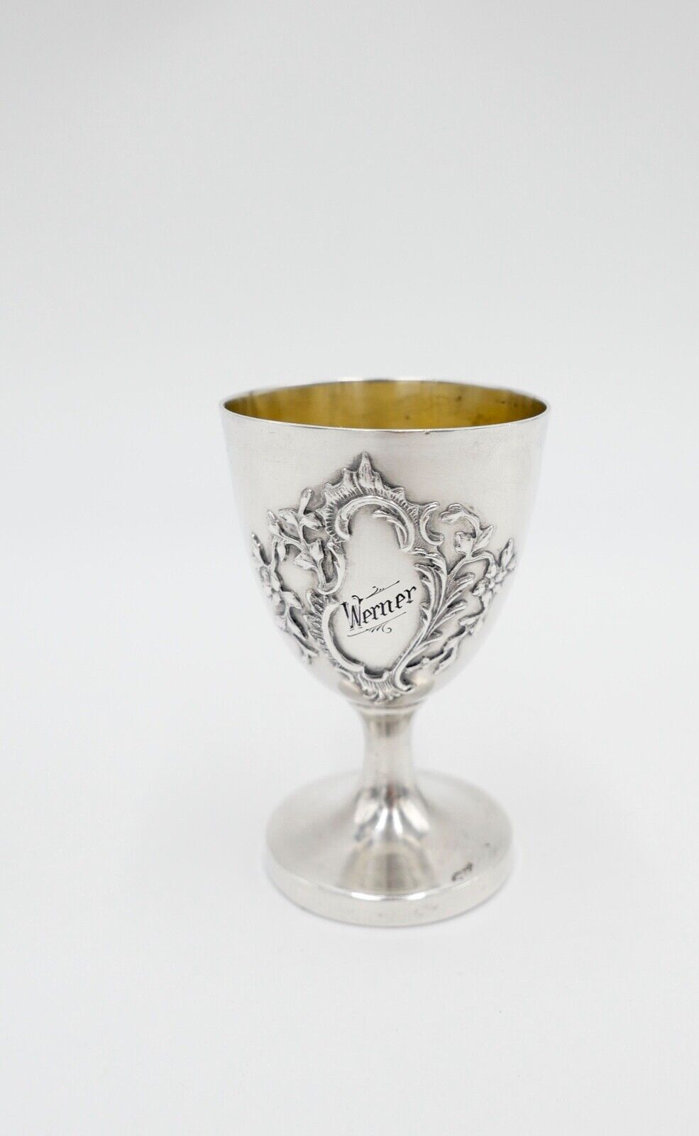 Martin Mayer 800 Silber Jugendstil um 1900 Becher Schnapsbecher Werner vergoldet - Antikhandel-Stuttgart