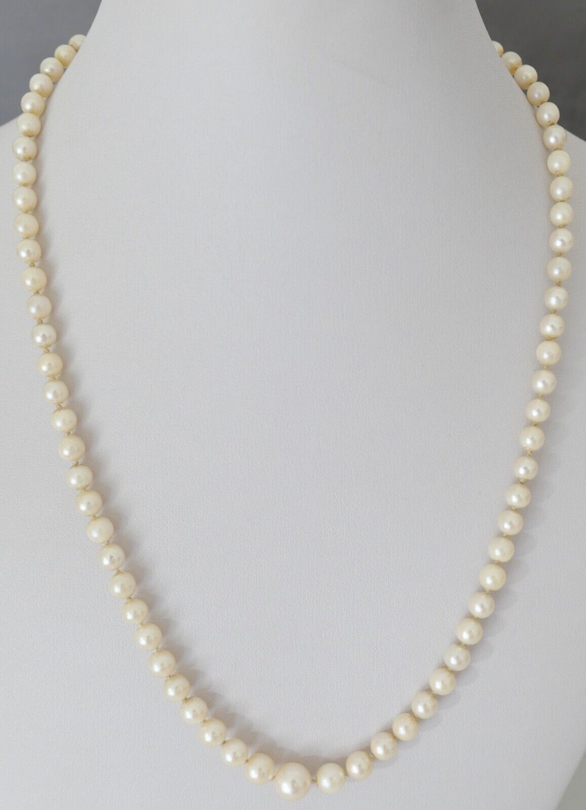 Perlenkette Collier AKOYA ZUCHTPERLE Gold 585 / 14K pearl Ø 4,6 bis 8,3 mm 51 cm - Antikhandel-Stuttgart