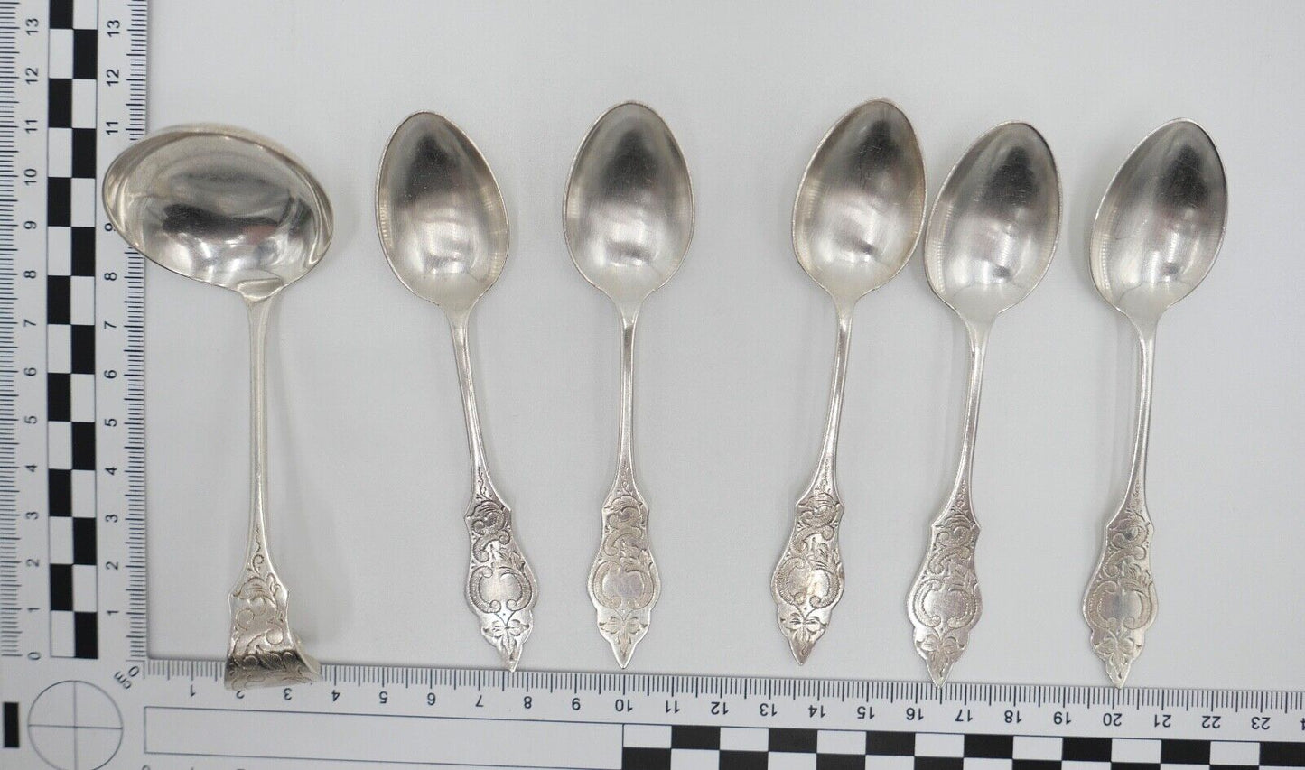 6 Tlg. OKB OTTO KROPP Besteck Ostfriesenmuster 90er Silber versilbert - Antikhandel-Stuttgart