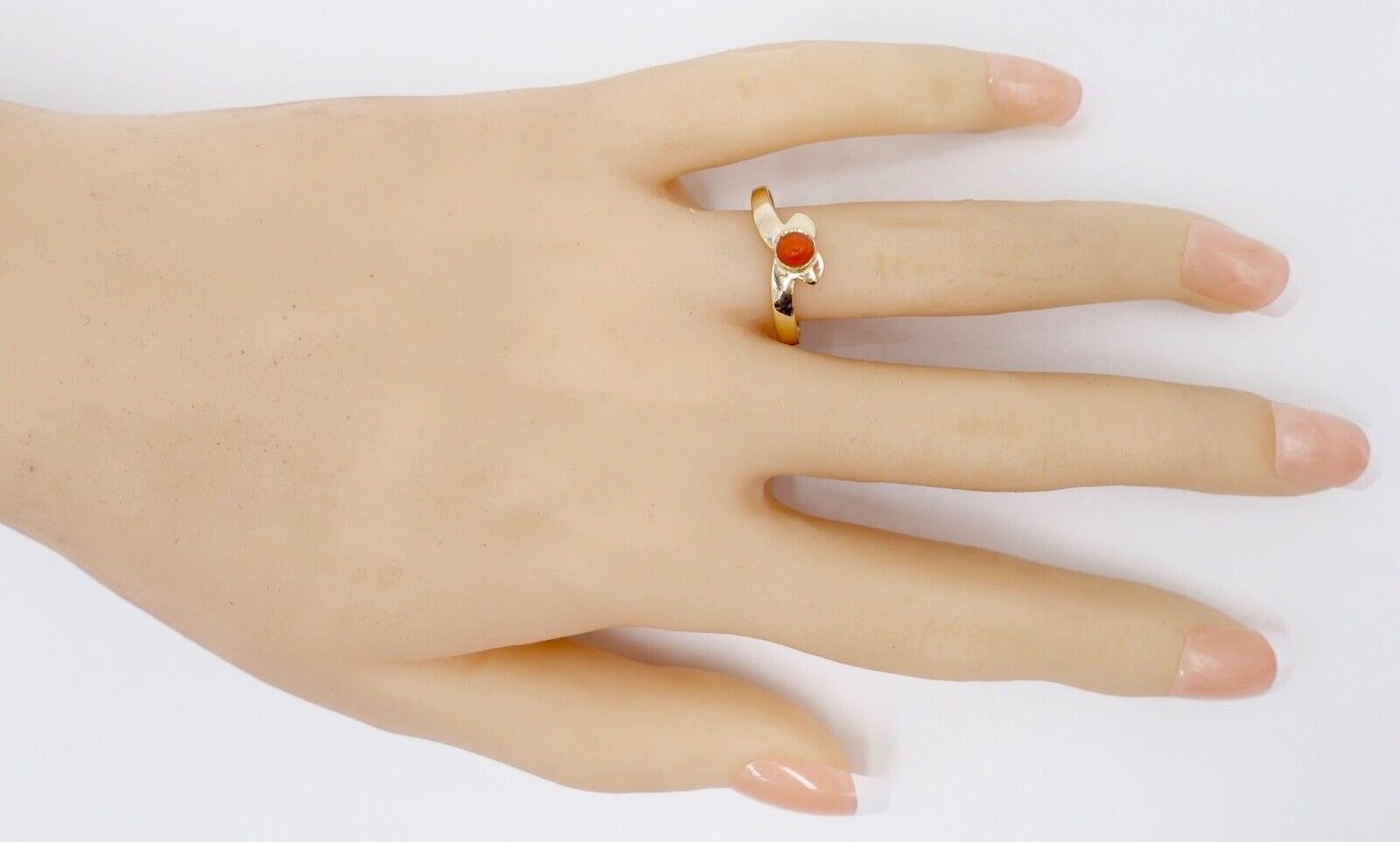 Zarter 1950er Jahre Korallen Ring Gold 583 Gr. 59 Damenring Koralle - Antikhandel-Stuttgart