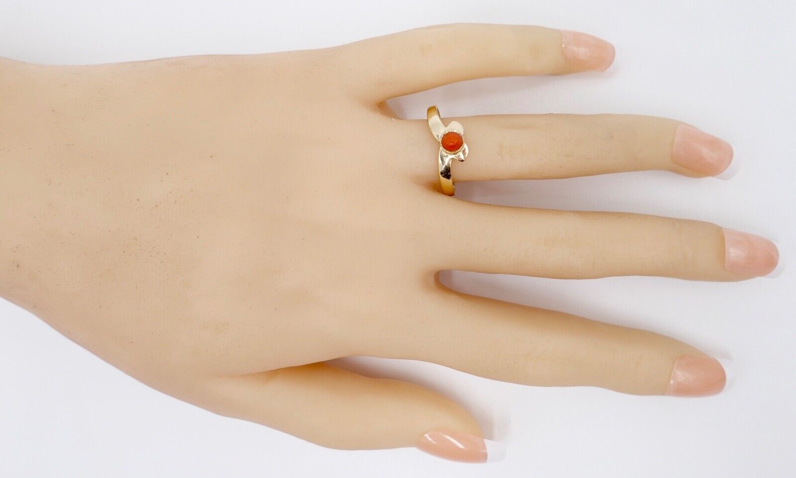 Zarter 1950er Jahre Korallen Ring Gold 583 Gr. 59 Damenring Koralle - Antikhandel-Stuttgart