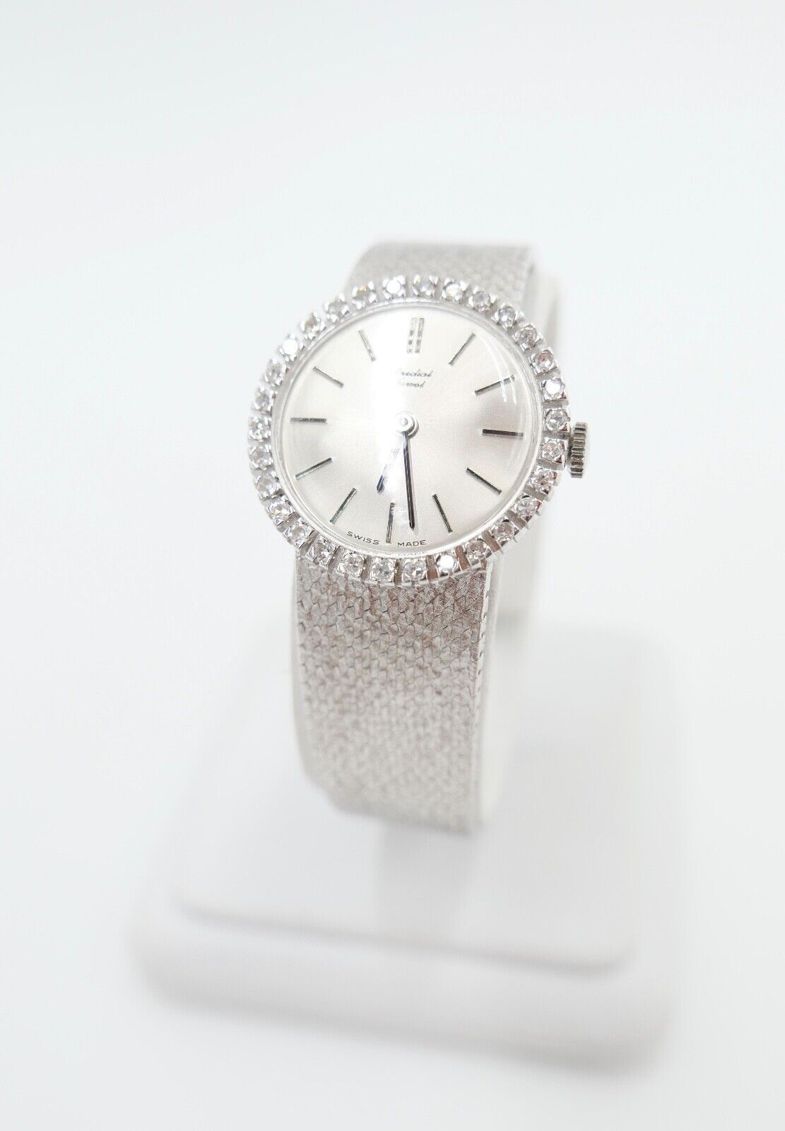 Elegante Predial Weißgold Damen Uhr mit Diamantbesatz 750/18K Lady watch Ø 24 mm - Antikhandel-Stuttgart