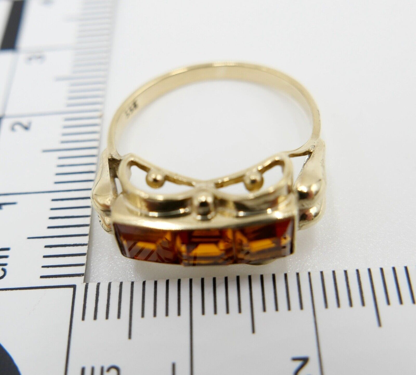 1940er Gold Ring 333 8K mit CITRIN Gr. 58 Damenring 1,8 CTW - Antikhandel-Stuttgart