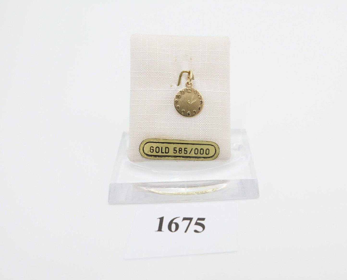 Gold Anhänger 585 / 14K Zifferblatt Ø 10 mm mit Gravur 22.6.92 - Antikhandel-Stuttgart