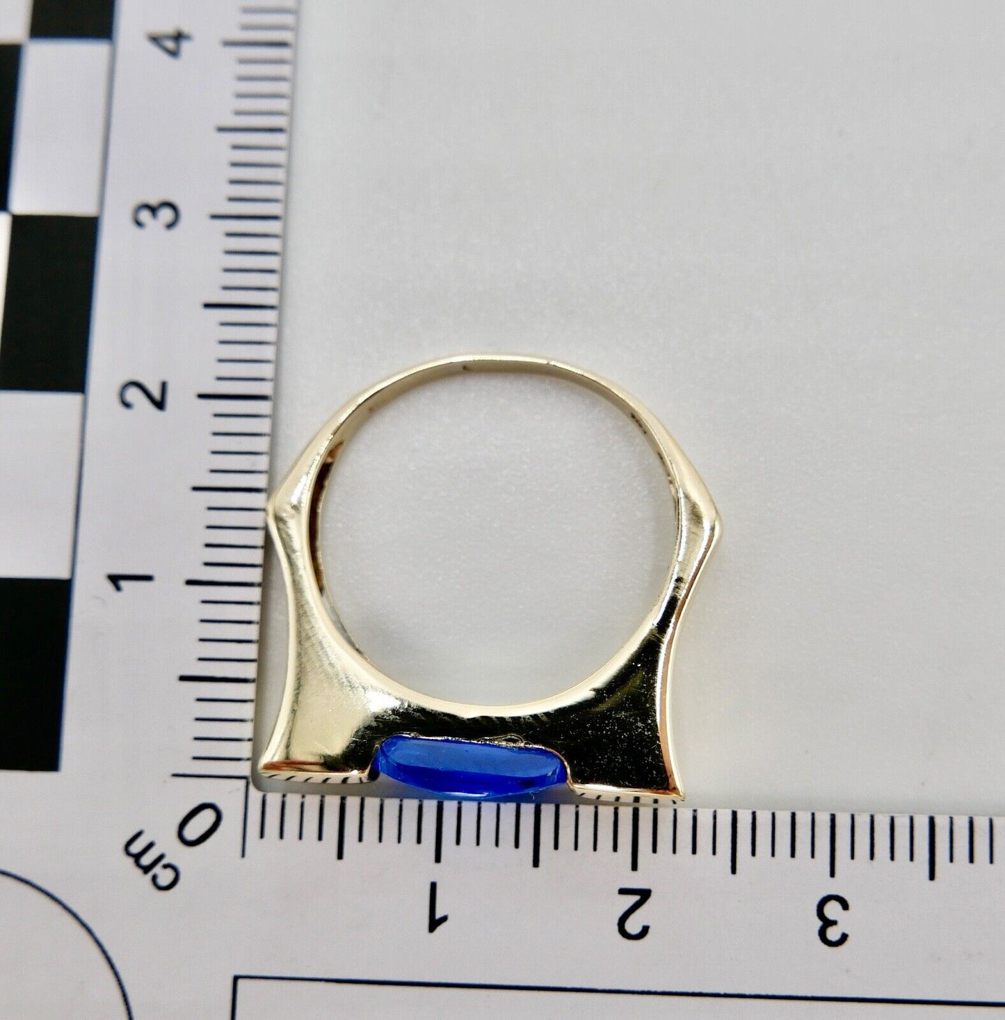 Gelb Gold Damen Ring Gr. 58 blauer Synthetisch Spinell 333 8K - Antikhandel-Stuttgart