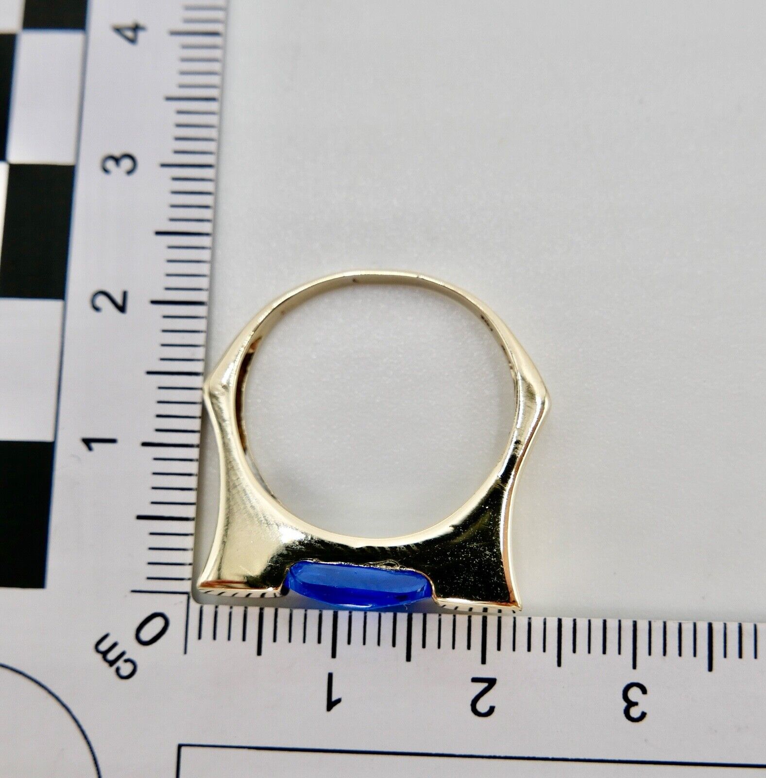 Gelb Gold Damen Ring Gr. 58 blauer Synthetisch Spinell 333 8K - Antikhandel-Stuttgart