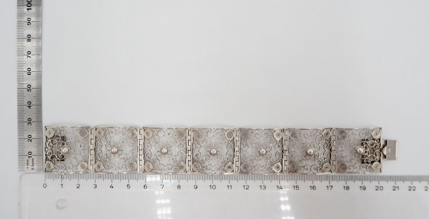antikes filigranes Silber Armband 835 im Jugendstil floral Blumenmuster - Antikhandel-Stuttgart