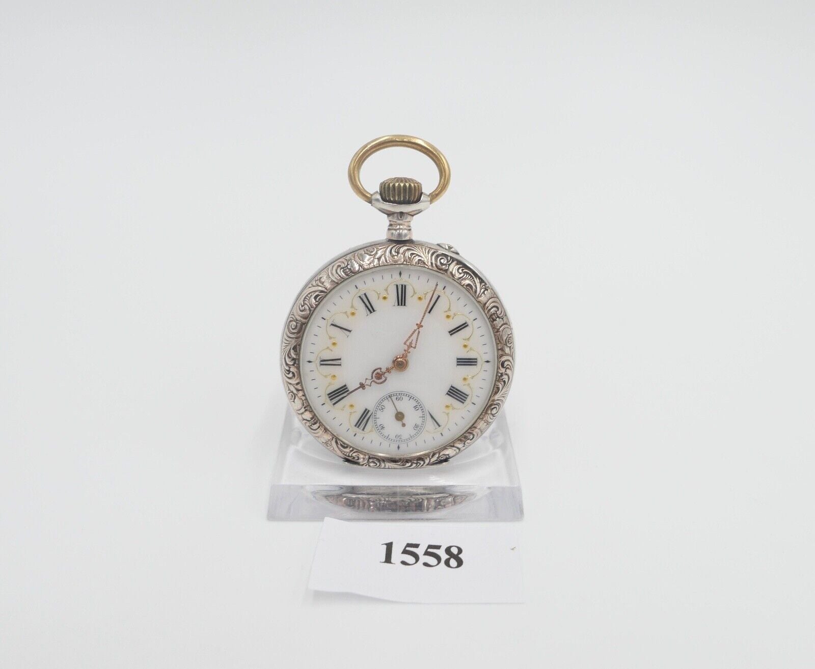 Taschenuhr um 1900 Ø 46mm AM 800 Silber Galonne Schweiz / Deutschland - Antikhandel-Stuttgart