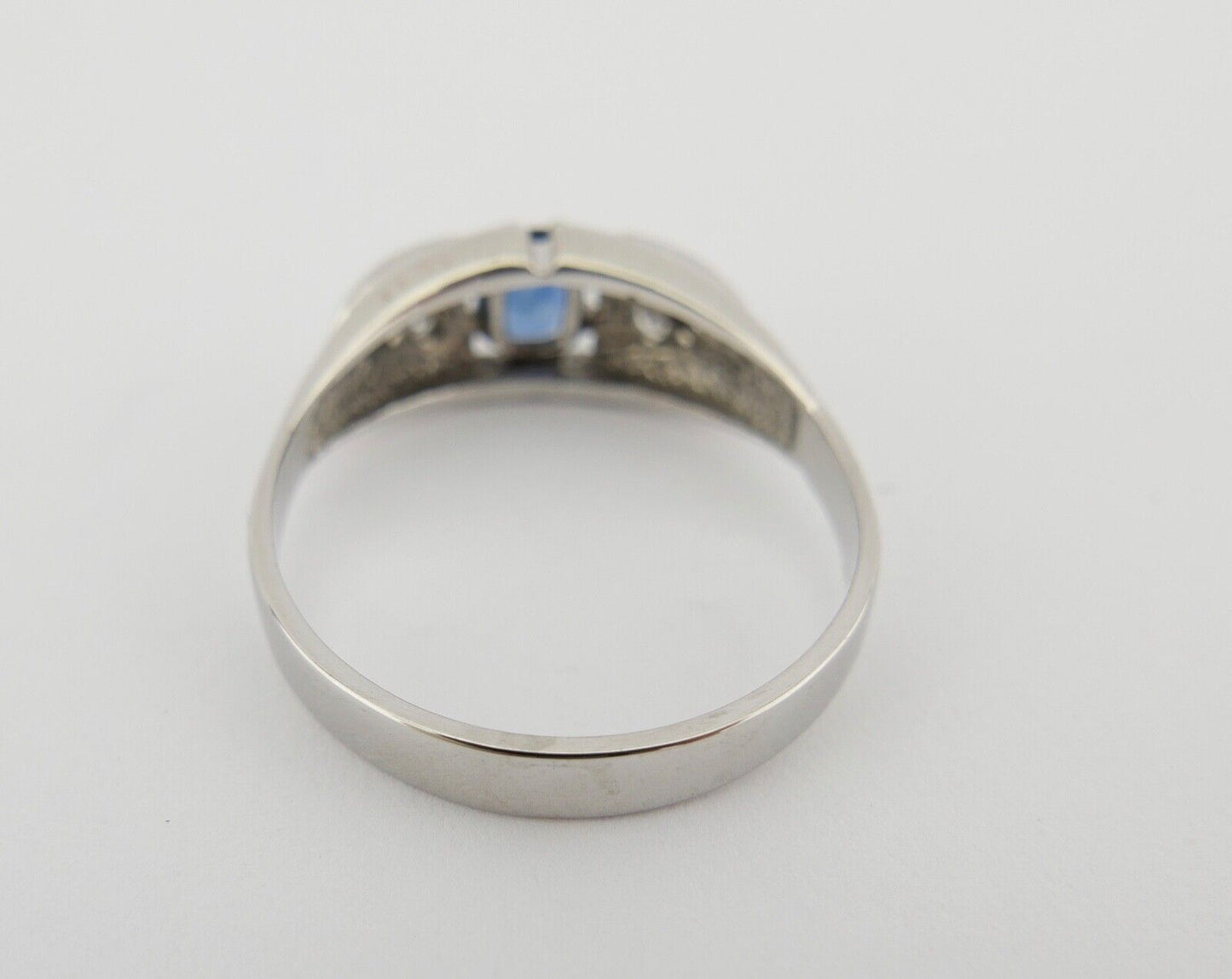 Weißgold Damen Ring synthetisch Saphir & Brillanten Gr. 63 0,14 Ct 585 14K - Antikhandel-Stuttgart