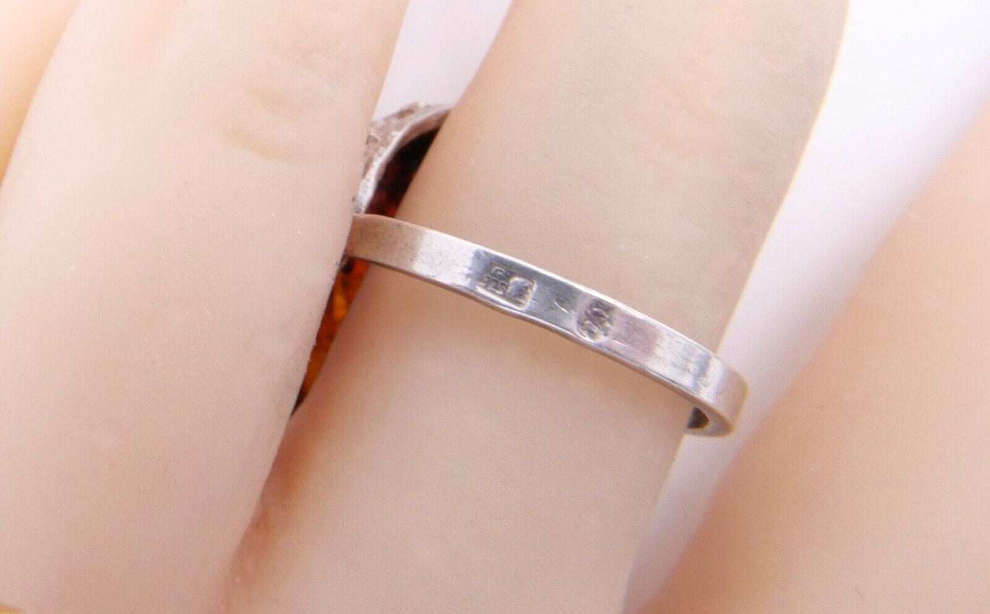 80er Jahre Designer Ring Bernstein Silber 925 Gr. 56 Frauenkopf G Danzig Polen - Antikhandel-Stuttgart