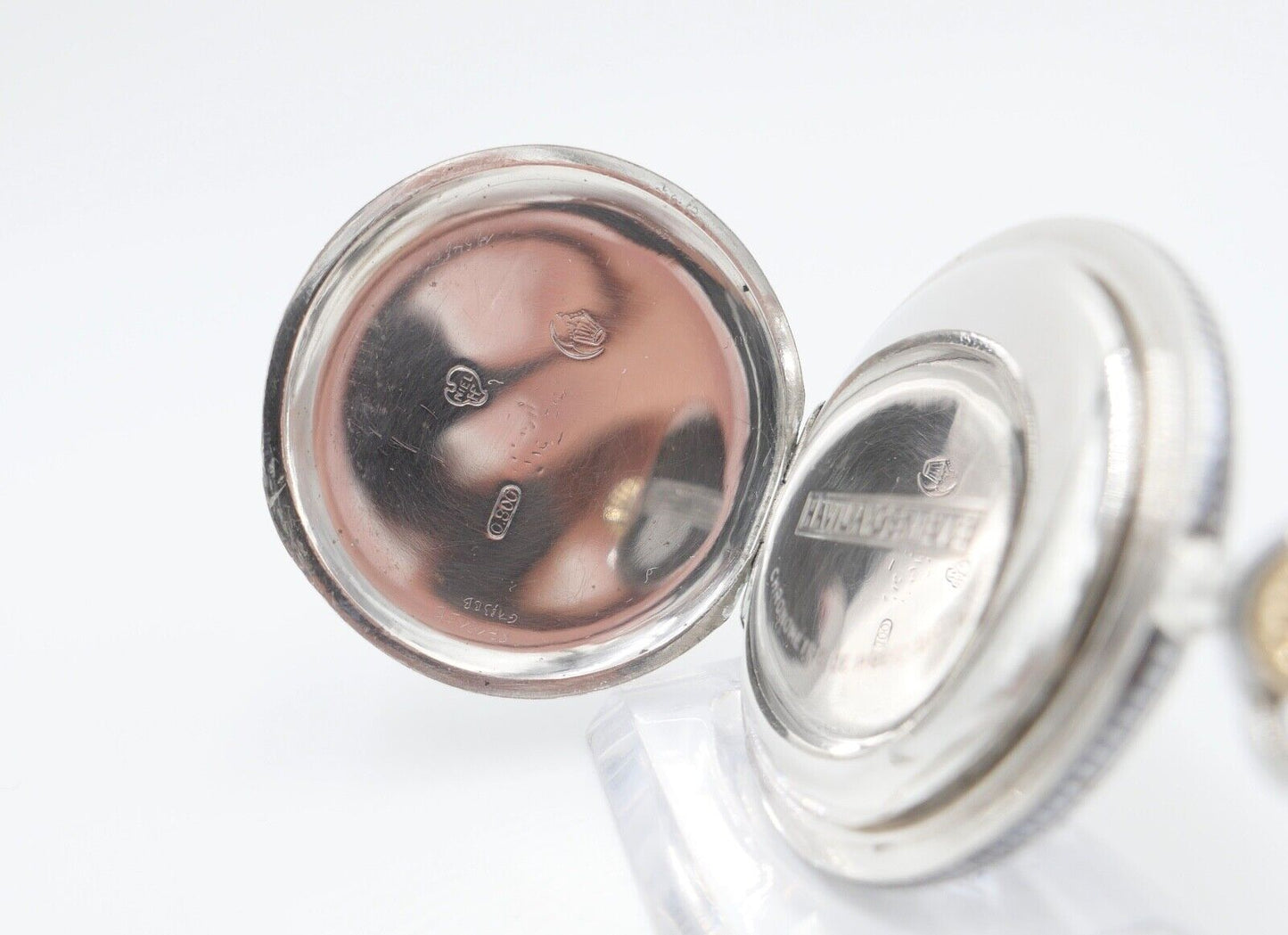 1901-1949 ART DECO SAVONETTE Taschenuhr HAVILA pocket watch Halbmond Krone Silbe - Antikhandel-Stuttgart