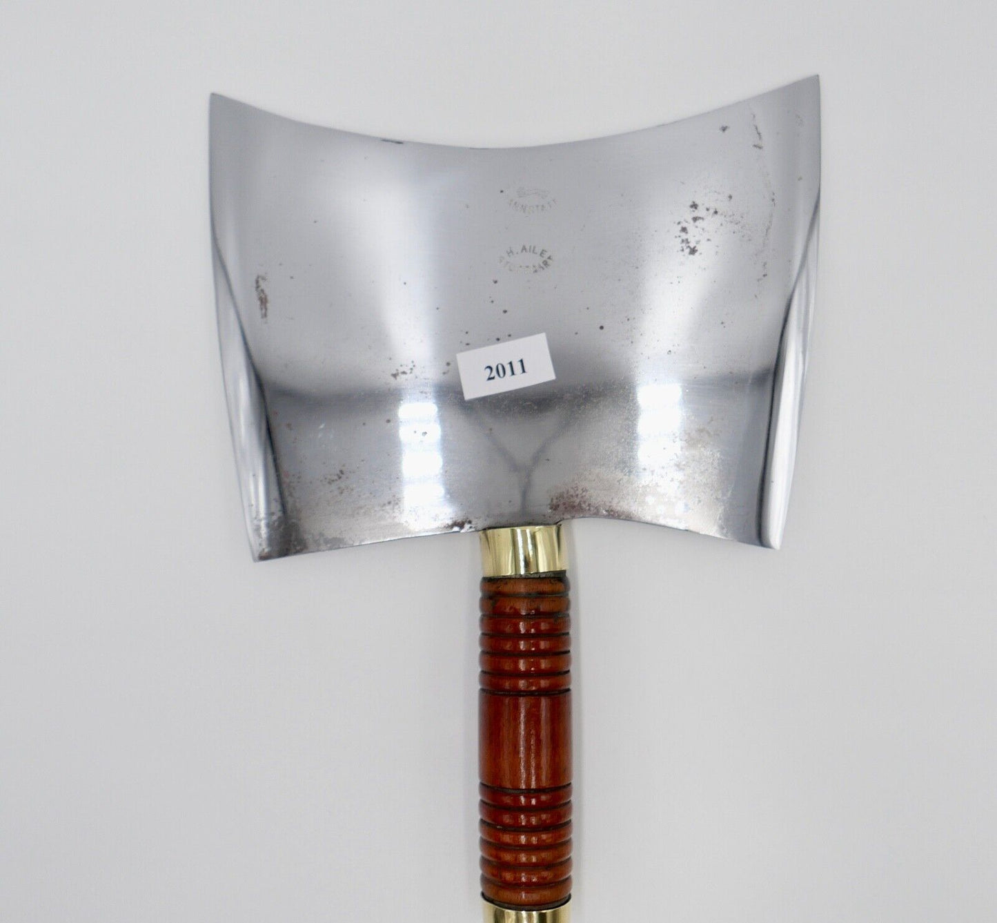 altes Fleischerbeil Metzgerbeil Doppelspalter H. AILE STUTTGART BAD CANNSTATT - Antikhandel-Stuttgart