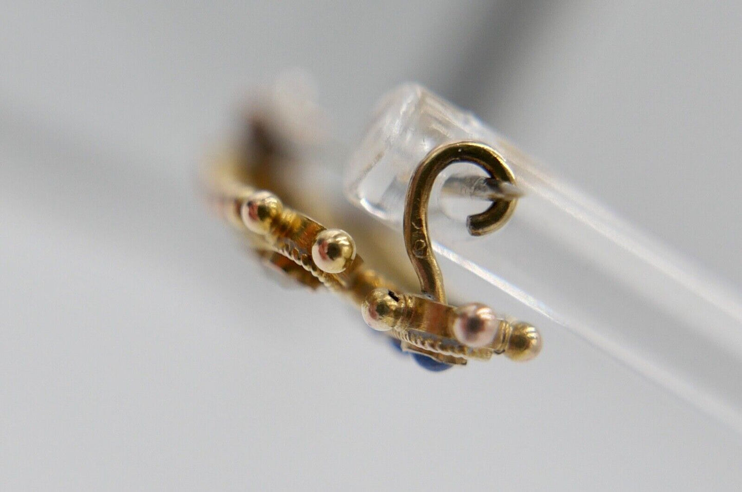 Antike 585 14K Gold Brosche Anstecknadel mit 7 Saatperlen 7 Lapis Lazuli - Antikhandel-Stuttgart